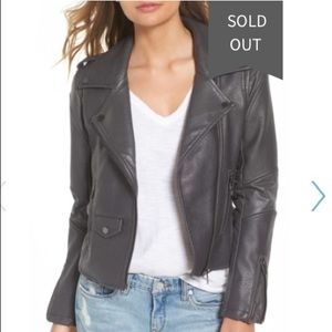 BlankNYC Easy Rider Faux Leather Moto Jacket Grey